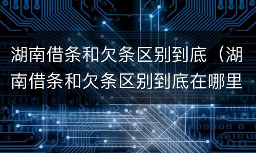 湖南借条和欠条区别到底（湖南借条和欠条区别到底在哪里）