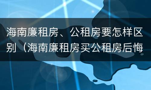 海南廉租房、公租房要怎样区别（海南廉租房买公租房后悔了）