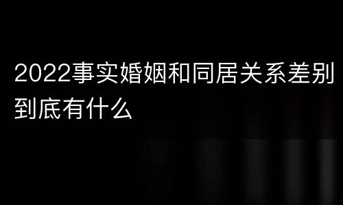 2022事实婚姻和同居关系差别到底有什么