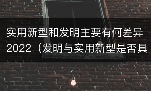 实用新型和发明主要有何差异2022（发明与实用新型是否具有实用性）