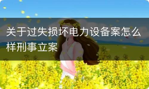 关于过失损坏电力设备案怎么样刑事立案