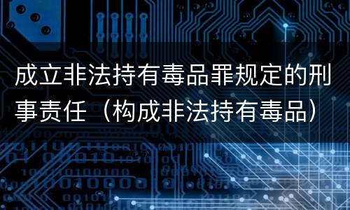 成立非法持有毒品罪规定的刑事责任（构成非法持有毒品）