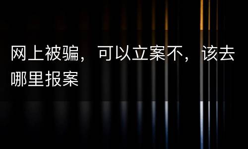 网上被骗，可以立案不，该去哪里报案