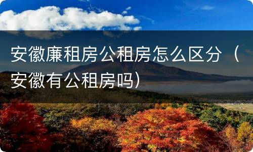 安徽廉租房公租房怎么区分（安徽有公租房吗）