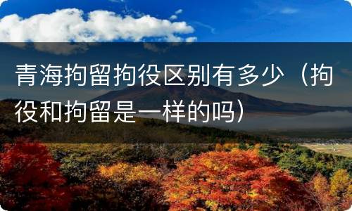 青海拘留拘役区别有多少（拘役和拘留是一样的吗）