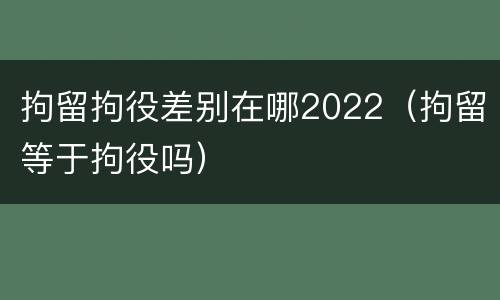 拘留拘役差别在哪2022（拘留等于拘役吗）