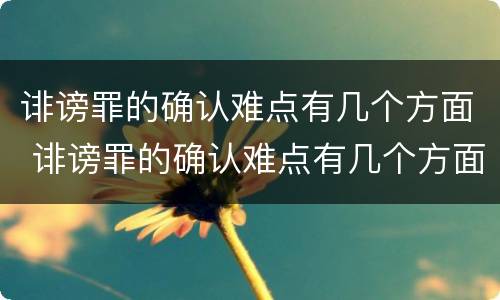 诽谤罪的确认难点有几个方面 诽谤罪的确认难点有几个方面