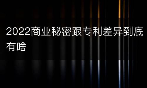 2022商业秘密跟专利差异到底有啥
