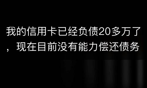 我的信用卡已经负债20多万了，现在目前没有能力偿还债务，请问可以申请破产吗