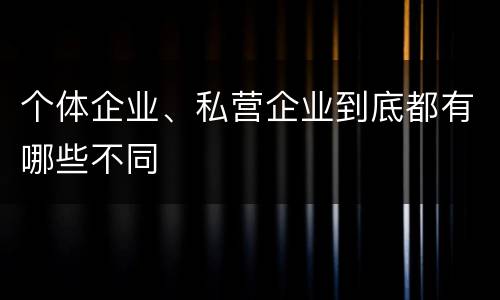 个体企业、私营企业到底都有哪些不同