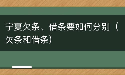 宁夏欠条、借条要如何分别（欠条和借条）