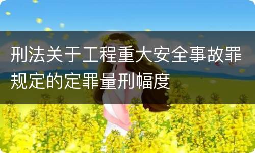 刑法关于工程重大安全事故罪规定的定罪量刑幅度