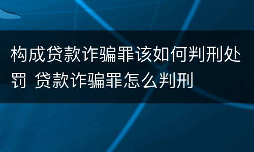 构成贷款诈骗罪该如何判刑处罚 贷款诈骗罪怎么判刑