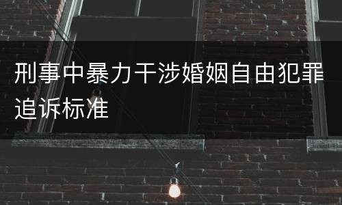 刑事中暴力干涉婚姻自由犯罪追诉标准