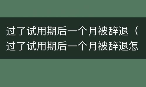 过了试用期后一个月被辞退（过了试用期后一个月被辞退怎么办）