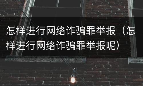 怎样进行网络诈骗罪举报（怎样进行网络诈骗罪举报呢）