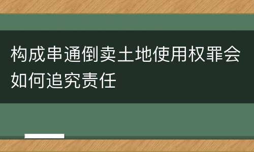 构成串通倒卖土地使用权罪会如何追究责任