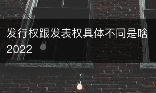 发行权跟发表权具体不同是啥2022
