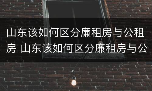 山东该如何区分廉租房与公租房 山东该如何区分廉租房与公租房呢