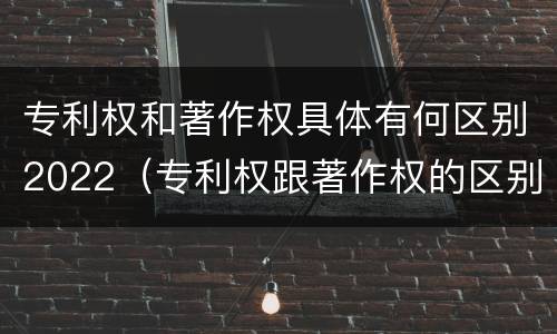 专利权和著作权具体有何区别2022（专利权跟著作权的区别）
