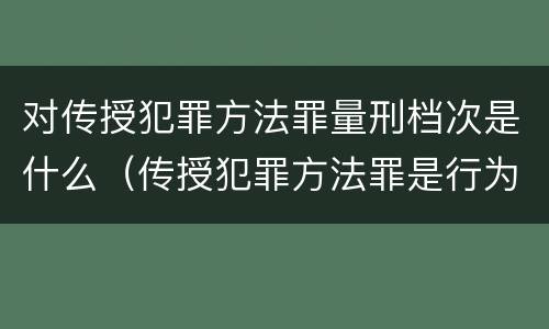 对传授犯罪方法罪量刑档次是什么（传授犯罪方法罪是行为犯吗）
