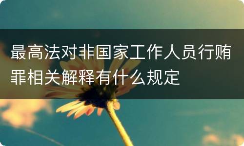 最高法对非国家工作人员行贿罪相关解释有什么规定