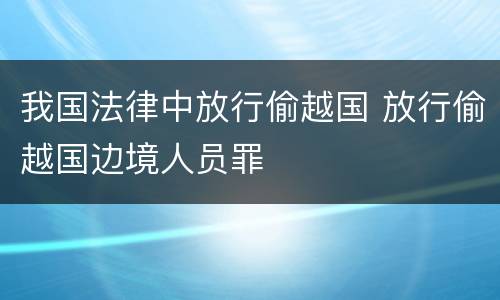 我国法律中放行偷越国 放行偷越国边境人员罪