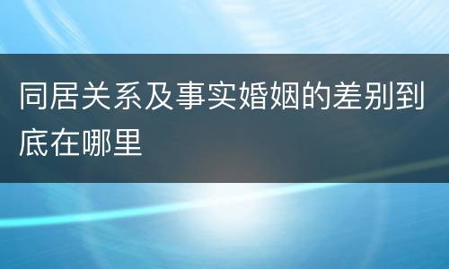 同居关系及事实婚姻的差别到底在哪里