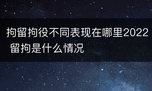 拘留拘役不同表现在哪里2022 留拘是什么情况