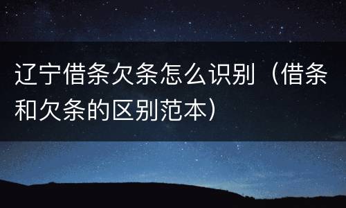 辽宁借条欠条怎么识别（借条和欠条的区别范本）