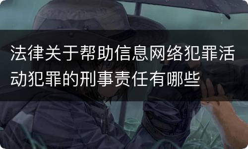 法律关于帮助信息网络犯罪活动犯罪的刑事责任有哪些