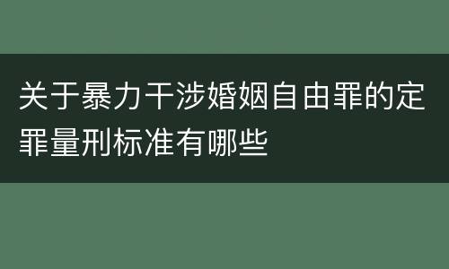 关于暴力干涉婚姻自由罪的定罪量刑标准有哪些