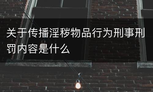 关于传播淫秽物品行为刑事刑罚内容是什么