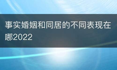 事实婚姻和同居的不同表现在哪2022
