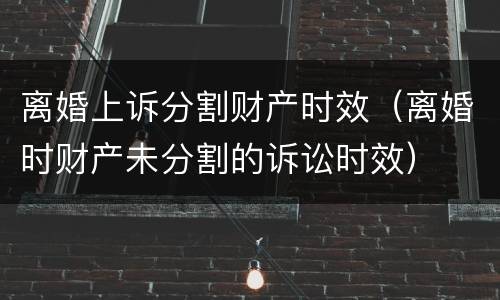 离婚上诉分割财产时效（离婚时财产未分割的诉讼时效）