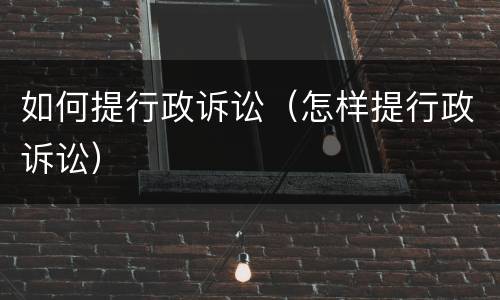 如何提行政诉讼（怎样提行政诉讼）