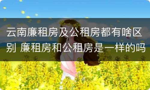 云南廉租房及公租房都有啥区别 廉租房和公租房是一样的吗