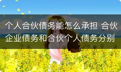 个人合伙债务能怎么承担 合伙企业债务和合伙个人债务分别如何承担