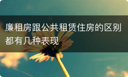 廉租房跟公共租赁住房的区别都有几种表现