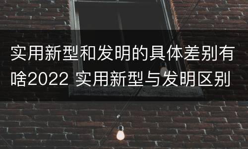 实用新型和发明的具体差别有啥2022 实用新型与发明区别