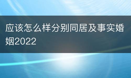 应该怎么样分别同居及事实婚姻2022