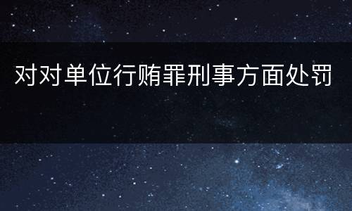 对对单位行贿罪刑事方面处罚