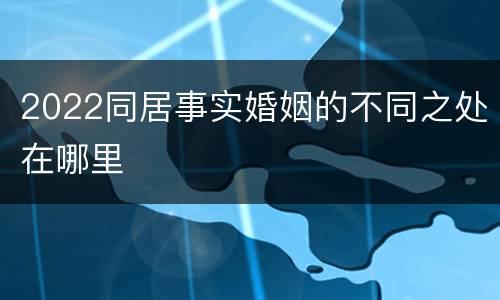 2022同居事实婚姻的不同之处在哪里