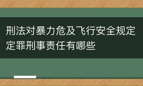 刑法对暴力危及飞行安全规定定罪刑事责任有哪些
