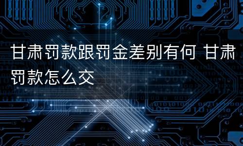 甘肃罚款跟罚金差别有何 甘肃罚款怎么交
