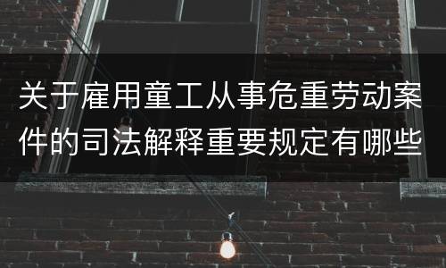 关于雇用童工从事危重劳动案件的司法解释重要规定有哪些