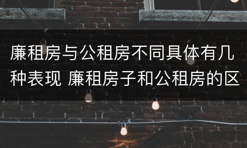 廉租房与公租房不同具体有几种表现 廉租房子和公租房的区别