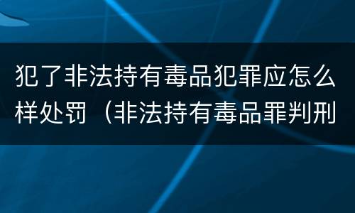 犯了非法持有毒品犯罪应怎么样处罚（非法持有毒品罪判刑）