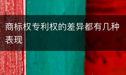 商标权专利权的差异都有几种表现