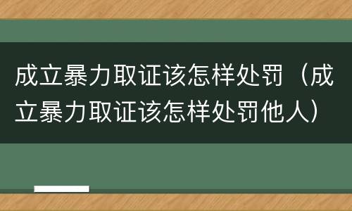 成立暴力取证该怎样处罚（成立暴力取证该怎样处罚他人）